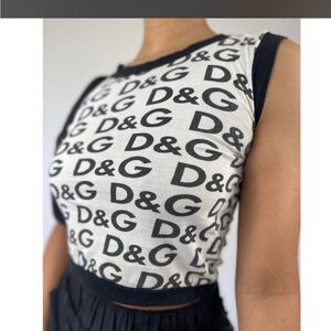D&G Black & White Logo Crop Tank